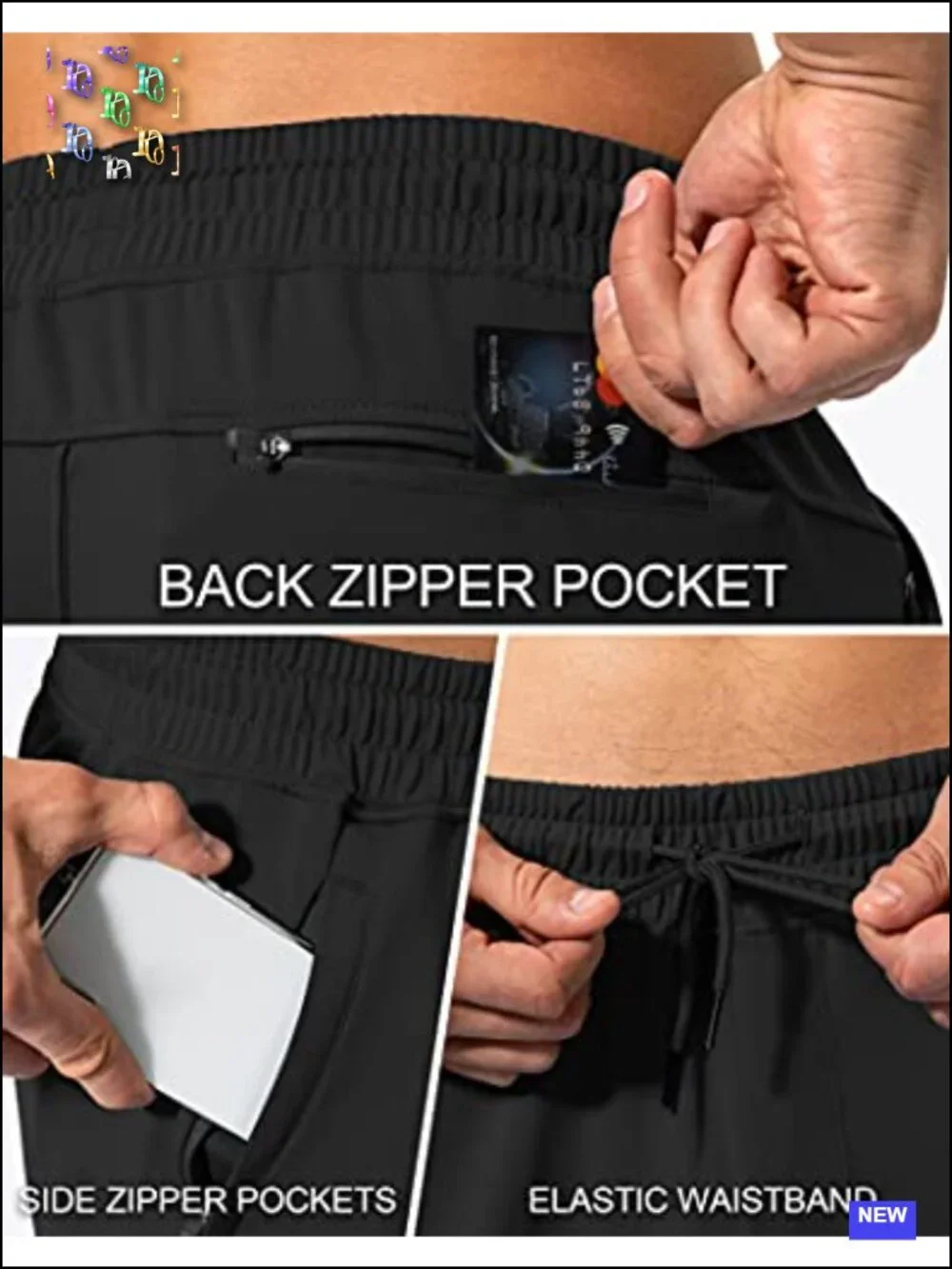 Men's Sweatpants with Zipper Pockets Athletic Joggers for Running Workout